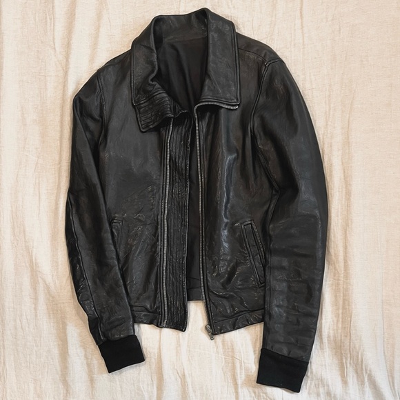 Rick Owens OG Hammered Lamb Intarsia Jacket in LP Leather